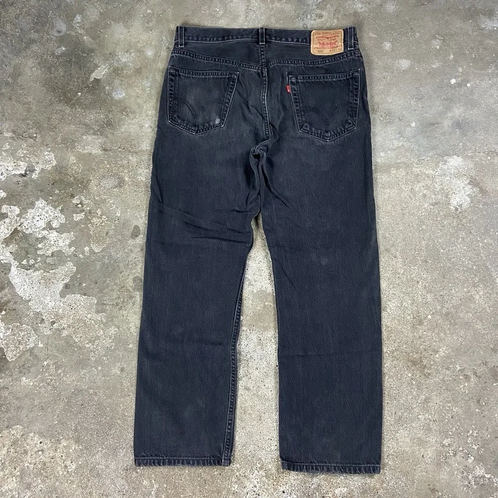 Vintage Levi's 505 Jeans Size 36x32 Black‎ Denim Classic Straight Leg Fit